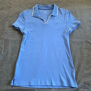 Tommy Hilfiger Women's Sky Blue Polo with White Trim